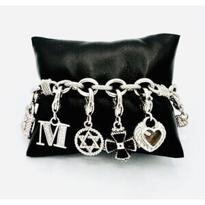 Vintage Judith Ripka sterling silver diamonique (cz) 6 charms bracelet